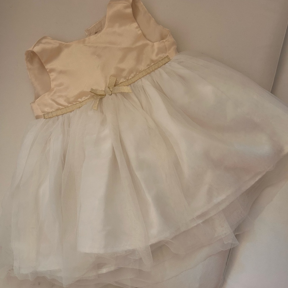 Elegant Cream and Gold Kids Dress